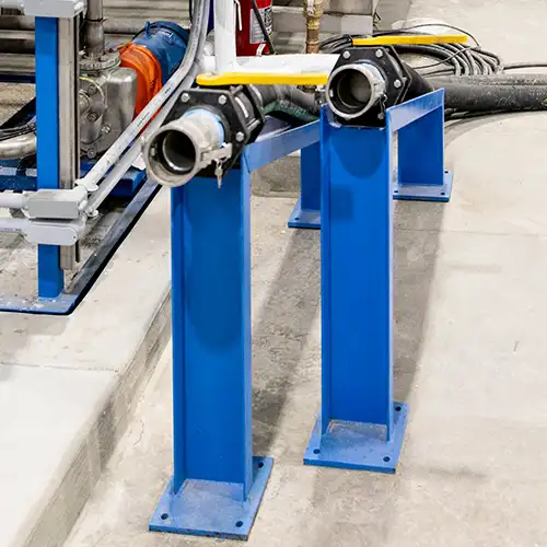 Bottom Loadout Hose Holder Delivering Liquid Fertilizer & Chemical Facility Safety & Cleanliness